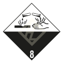 Gefahrgutaufkleber Klasse 8, 250x250 mm, PVC-Folie